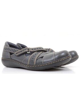 NEW Clarks® Ashland Spin Q Blue Leather Hook & Loop Women's 7.5 OrthoLite® Shoes